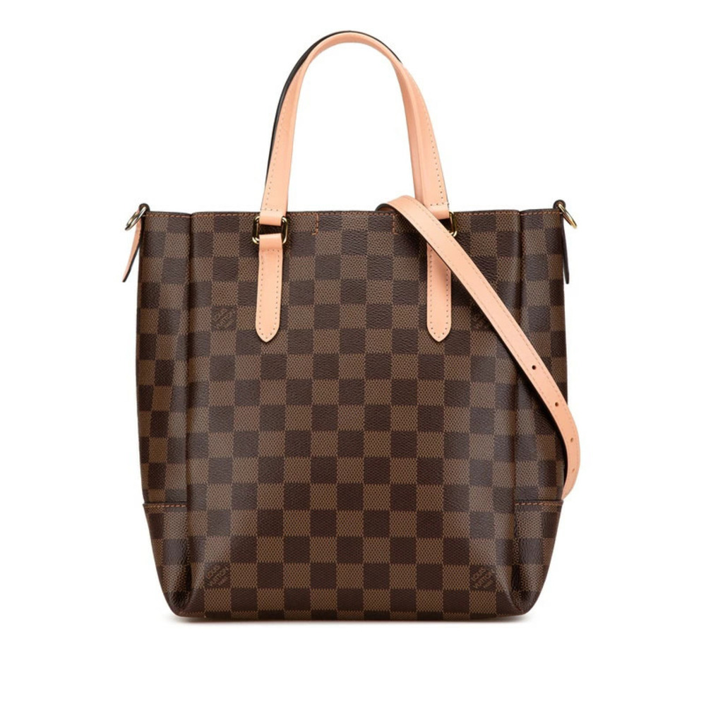 Louis Vuitton Damier Belmont Tote Bag Shoulder Brown Pink Leather